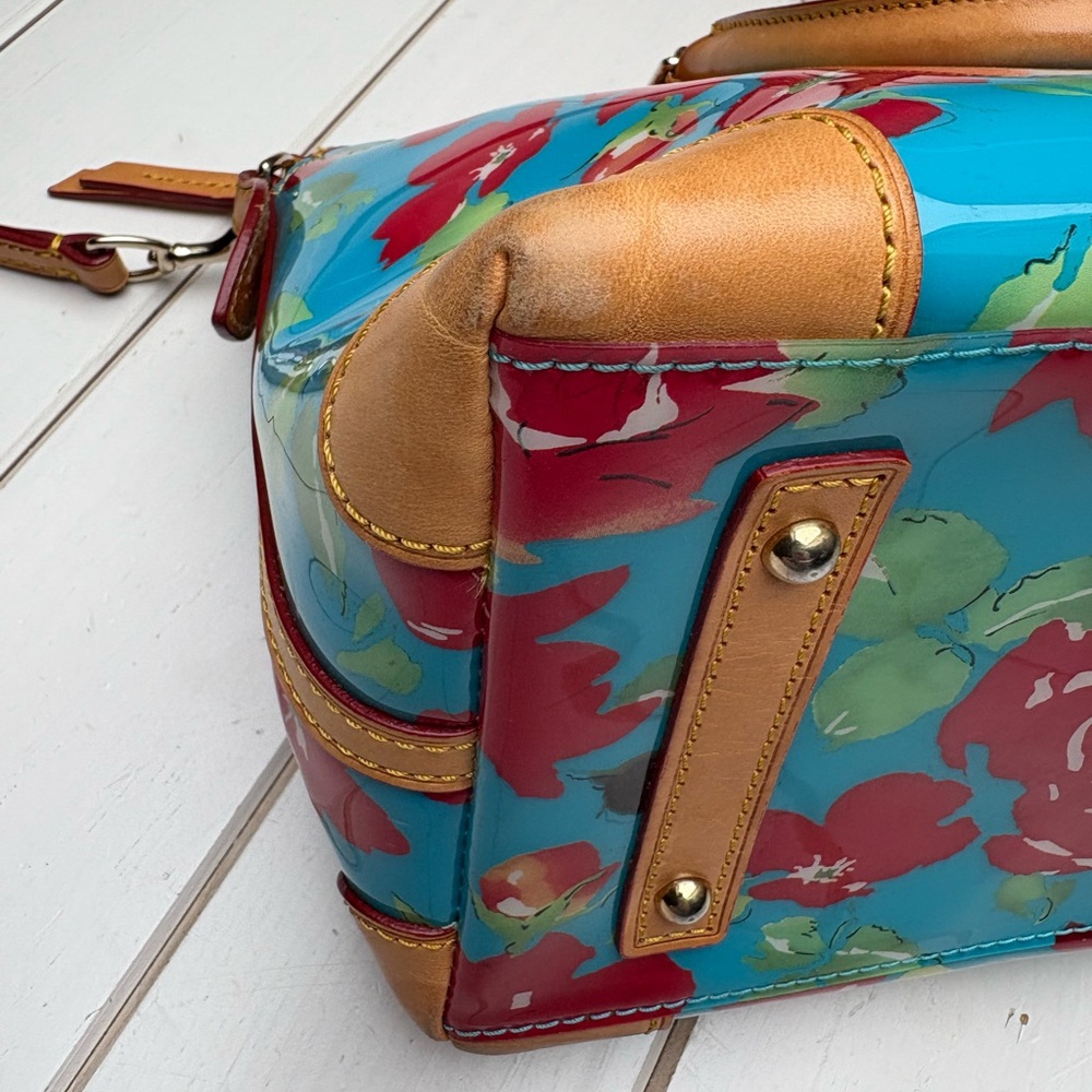 Dooney & Bourke Blue Floral Satchel Handbag - Picture 17 of 17